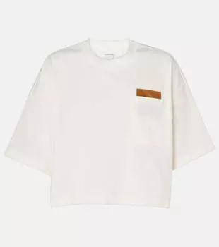 Футболка из хлопкового джерси с узором Intrecciato Bottega Veneta, Chalk