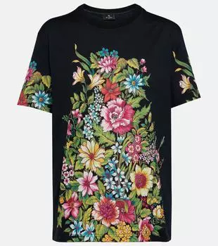Футболка из хлопкового джерси с узором пейсли Etro, черный