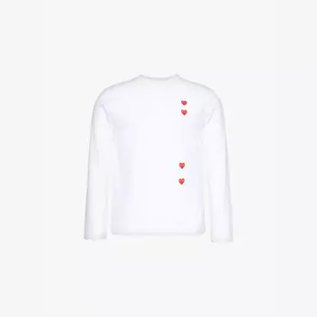 Футболка из хлопкового джерси с вертикальным принтом в виде сердца Comme Des Garcons Play, белый