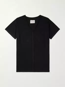 Футболка из хлопкового джерси с вставками GREG LAUREN, черный