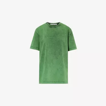 Футболка из хлопкового джерси с выцветшим логотипом Alexander Wang, цвет acid fern