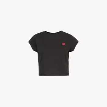 Футболка из хлопкового джерси с вышитым фирменным гербом Boke Kenzo, черный