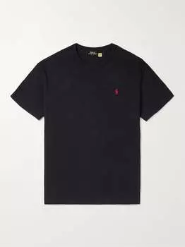 Футболка из хлопкового джерси с вышитым логотипом POLO RALPH LAUREN, черный