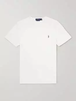 Футболка из хлопкового джерси с вышитым логотипом POLO RALPH LAUREN, белый
