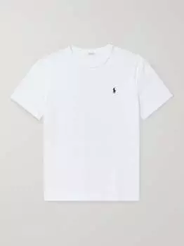 Футболка из хлопкового джерси с вышитым логотипом POLO RALPH LAUREN, белый