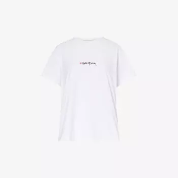 Футболка из хлопкового джерси с вышитым логотипом Stella Mccartney, белый