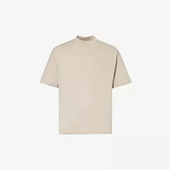 Футболка из хлопкового джерси с вышитым логотипом Emporio Armani, цвет written corda