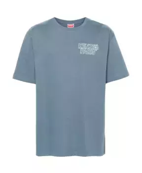 Футболка из хлопкового джерси с вышитым логотипом Kenzo, синий