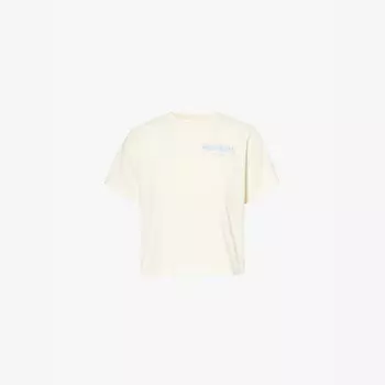 Футболка из хлопкового джерси с вышитым логотипом клуба Sporty & Rich, бежевый