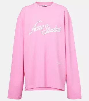 Футболка из хлопкового джерси с вышитым логотипом Acne Studios, Bubble Pink
