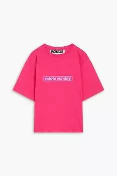 Футболка из хлопкового джерси с вышивкой Aster ROTATE BIRGER CHRISTENSEN, фуксия