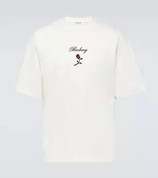 Футболка из хлопкового джерси с вышивкой Burberry, белый