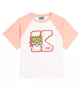 Футболка из хлопкового джерси с вышивкой Kenzo Kids, мультиколор