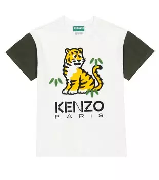 Футболка из хлопкового джерси с вышивкой Kenzo, разноцветный