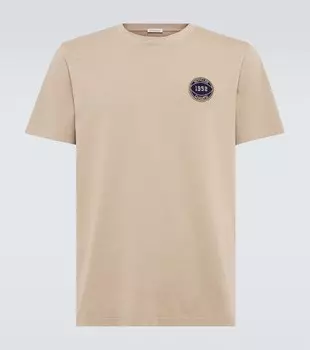 Футболка из хлопкового джерси с вышивкой Moncler, бежевый