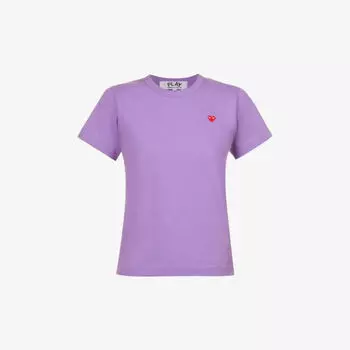 Футболка из хлопкового джерси с вышивкой в виде сердца Comme des Garons, фиолетовый