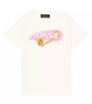 Футболка из хлопкового джерси Safety Pin Versace, белый