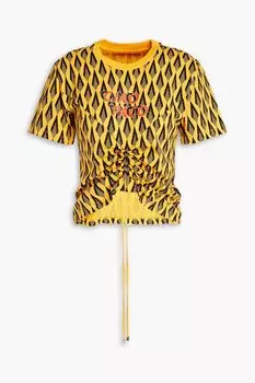 Футболка из хлопкового джерси со сборками PACO RABANNE, желтый
