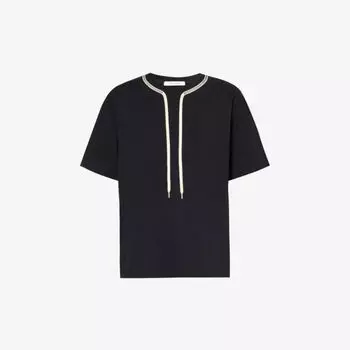 Футболка из хлопкового джерси со шнуровкой и круглым вырезом Craig Green, черный