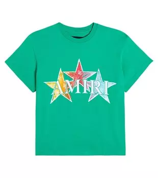 Футболка из хлопкового джерси со звездами Amiri, синий