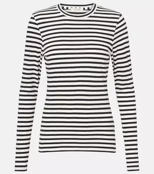 Футболка из хлопкового джерси Susana в полоску Nili Lotan, Black/Ivory Stripe