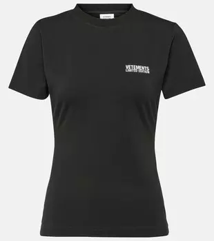 Футболка из хлопкового джерси Vetements, черный