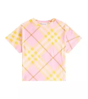 Футболка из хлопкового джерси в клетку Burberry Burberry, розовый