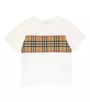 Футболка из хлопкового джерси в клетку Vintage Check Burberry, белый