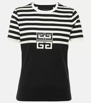 Футболка из хлопкового джерси в полоску 4g Givenchy, черный