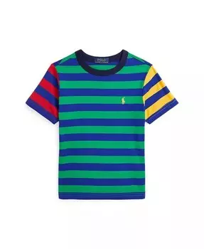 Футболка из хлопкового джерси в полоску для малышей и маленьких мальчиков Polo Ralph Lauren, зеленый