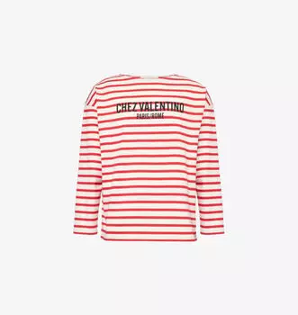 Футболка из хлопкового джерси в полоску с фирменным принтом Valentino Garavani, мультиколор