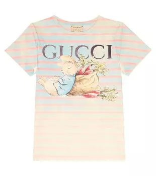 Футболка из хлопкового джерси x peter rabbit Gucci Kids, мультиколор