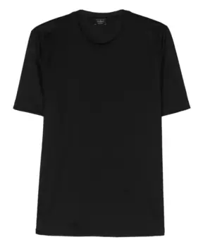 Футболка из хлопкового меланжа, производство Италия. Barba, черный