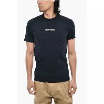 Футболка из хлопкового нижнего белья с круглым вырезом и логотипом Dsquared2, Blue