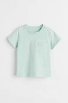 Футболка из хлопкового трикотажа H&M, мятно-зеленый
