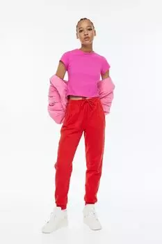 Футболка из хлопкового трикотажа H&amp;M, вишня