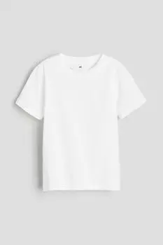 Футболка из хлопкового трикотажа H&M, белый