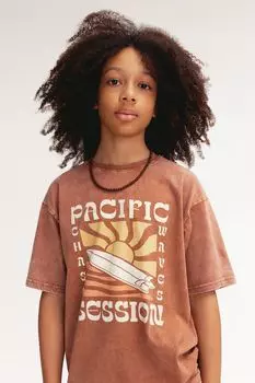 Футболка из хлопкового трикотажа H&M, коричневый