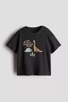 Футболка из хлопкового трикотажа H&M, серый