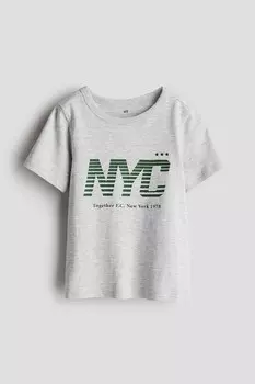 Футболка из хлопкового трикотажа H&M, серый