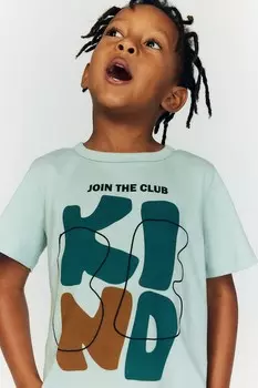 Футболка из хлопкового трикотажа H&M, зеленый
