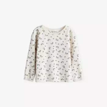 Футболка из хлопкового трикотажа с цветочным принтом в рубчик 2-10 лет H&M Adorables, белый