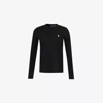 Футболка из хлопкового трикотажа с длинными рукавами и вышитым логотипом Polo Ralph Lauren, черный