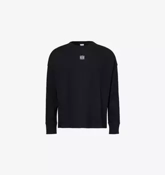 Футболка из хлопкового трикотажа с длинными рукавами и вышивкой монограммой Loewe, черный