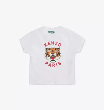 Футболка из хлопкового трикотажа с фирменным принтом для мальчиков 12 месяцев - 3 года Kenzo, белый