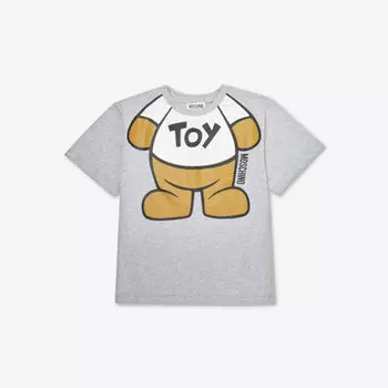 Футболка из хлопкового трикотажа с графическим принтом 4-14 лет Moschino, серый