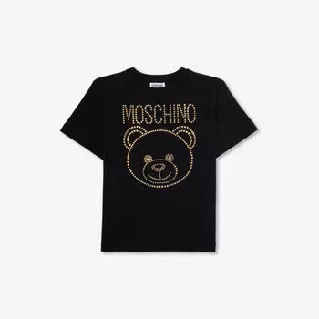 Футболка из хлопкового трикотажа с короткими рукавами toy bear 6-14 лет Moschino, черный