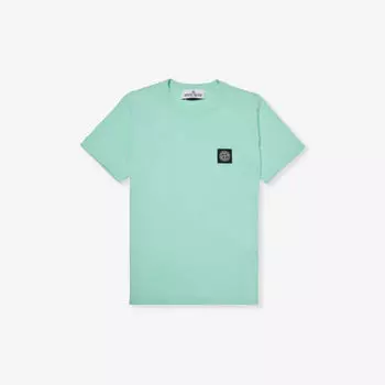 Футболка из хлопкового трикотажа с короткими рукавами и логотипом, 4–14 лет Stone Island, зеленый