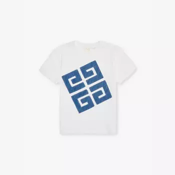 Футболка из хлопкового трикотажа с короткими рукавами и логотипом Denim-Logo для детей 4–12 лет Givenchy, белый