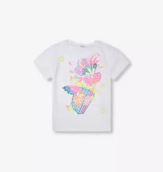 Футболка из хлопкового трикотажа с короткими рукавами, украшенная пайетками, для детей от 2 до 12 лет Billie Blush, белый